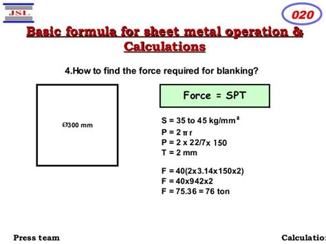 sheet metal tonnage calculation formula|blanking force calculator.